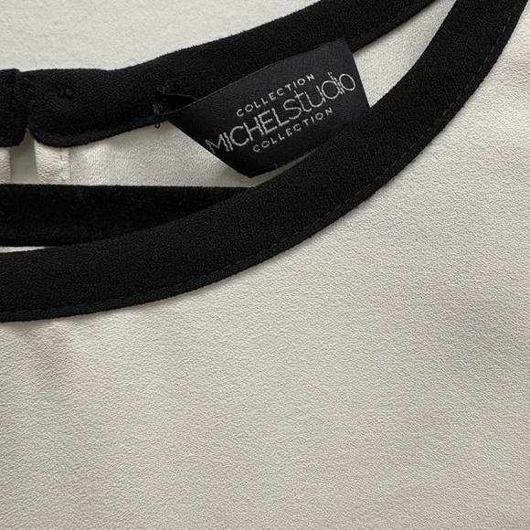 4 for $25 🍒 Michel Studio Elegant Black and White Sleeveless Top - Picture 4 of 6